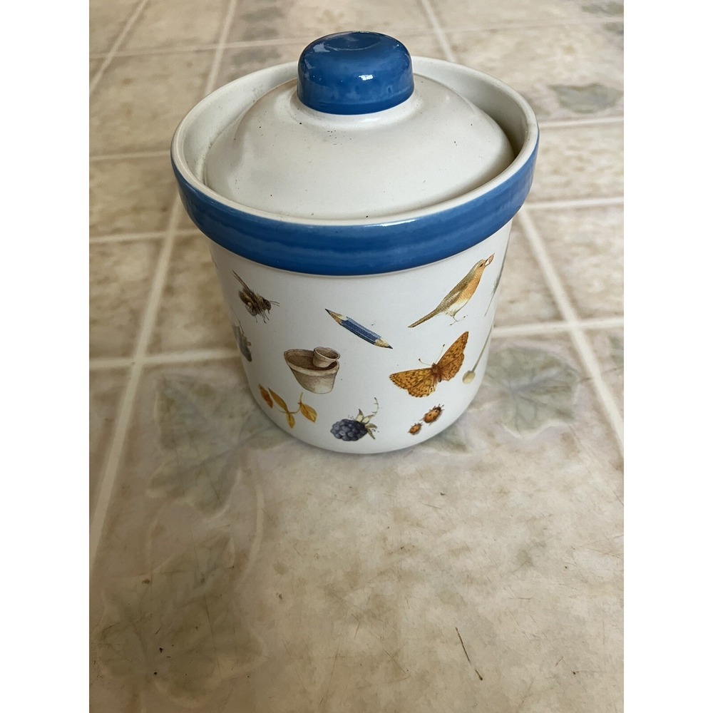Marjolein Bastien Hallmark Sugar Bowl Small Canister w/Lid 4" Berries Flower